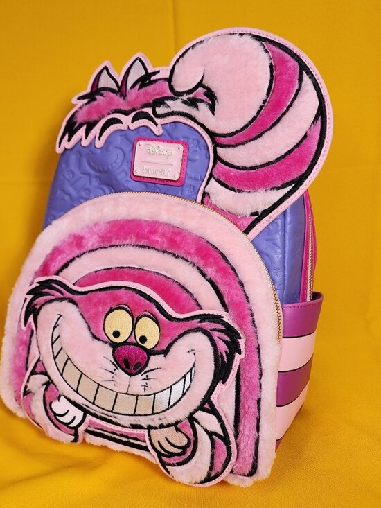 Loungefly Disney Alice in Wonderland Cheshire Cat Fuzzy Pink Mini Backpack NEW main image 11